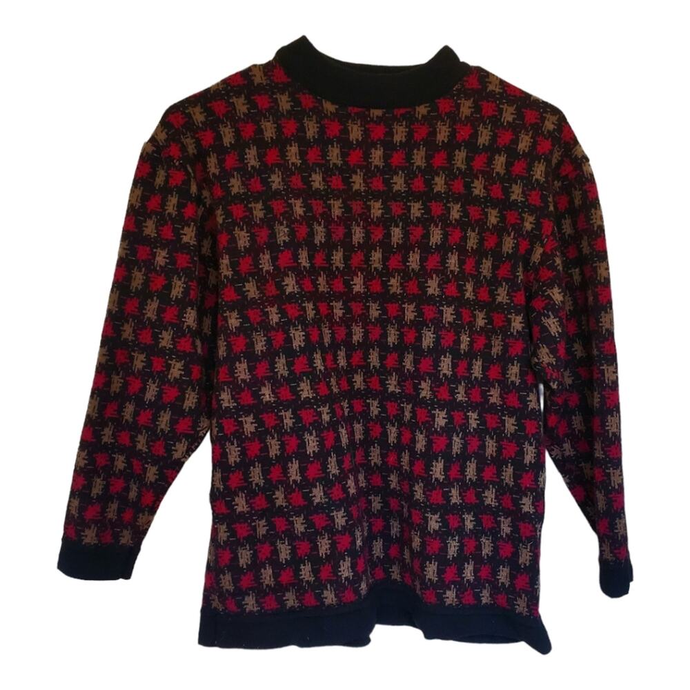 Harvé Benard Vintage Size M Sweater Black Tan Red Y2K Grandpa Blokecore